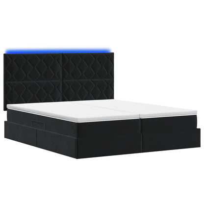 LED Opslagbed met Matras Zwart 180 x 200 cm Fluweel