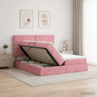 Opslagbed 200x200 cm fluweel roze