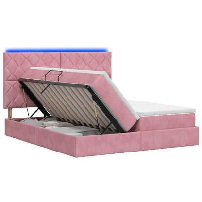 LED Opslagbed met Matras Roze 180 x 200 cm Fluweel