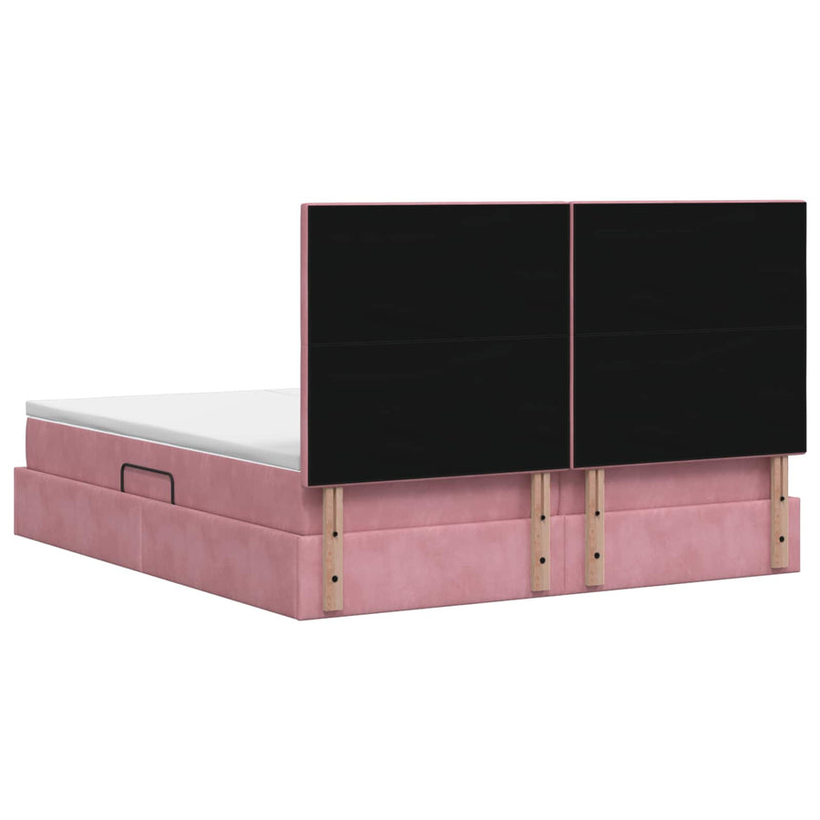 LED Opslagbed met Matras Roze 180 x 200 cm Fluweel
