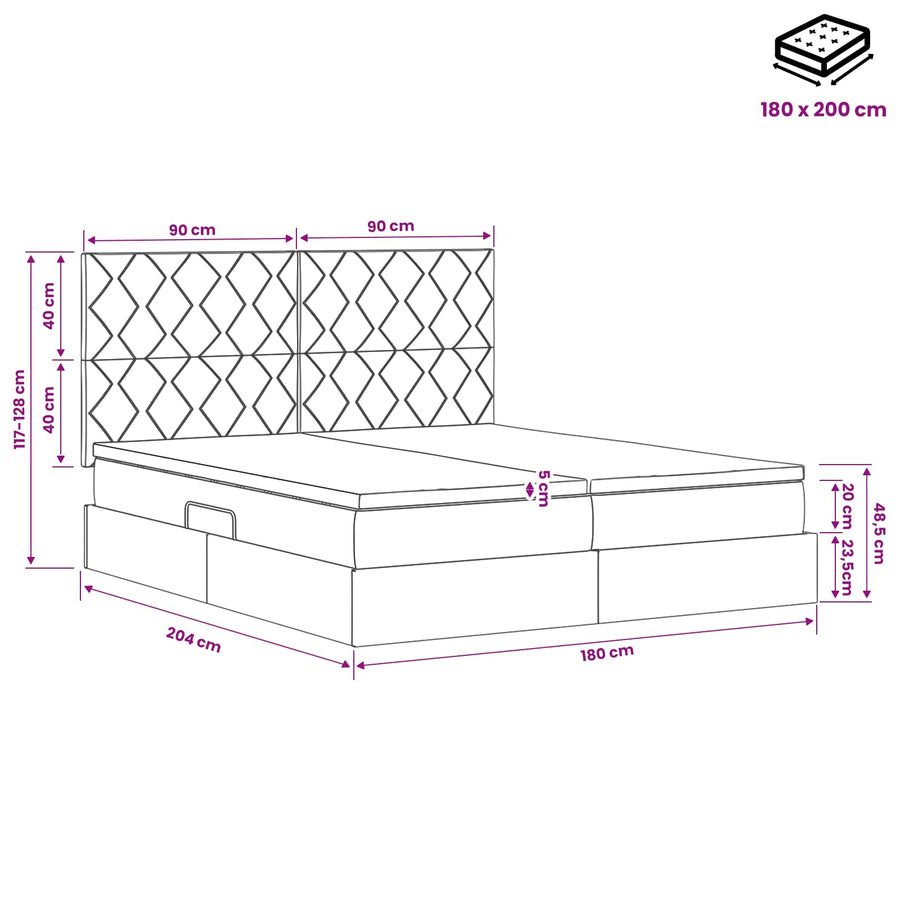 LED Opslagbed met Matras Roze 180 x 200 cm Fluweel