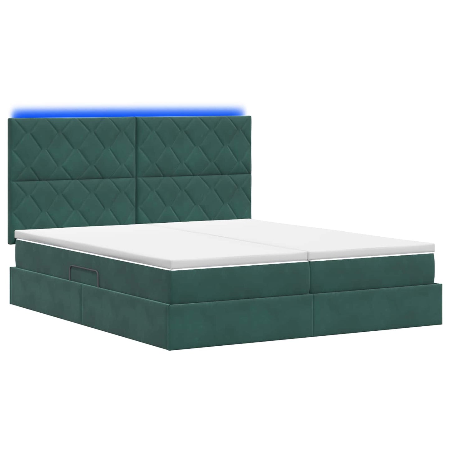 LED Opslagbed met Matras Donkergroen 200 x 200 cm Fluweel