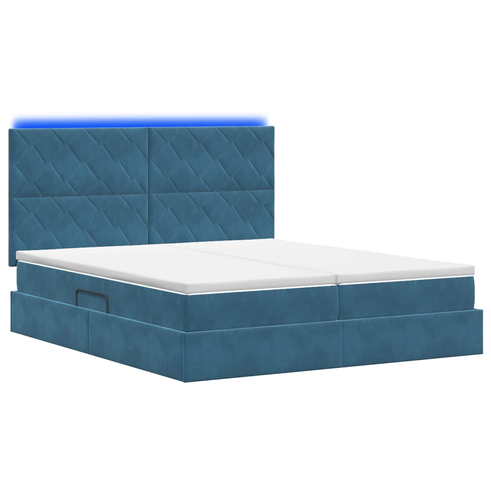 LED Opslagbed met Matras Donkerblauw 200 x 200 cm Fluweel