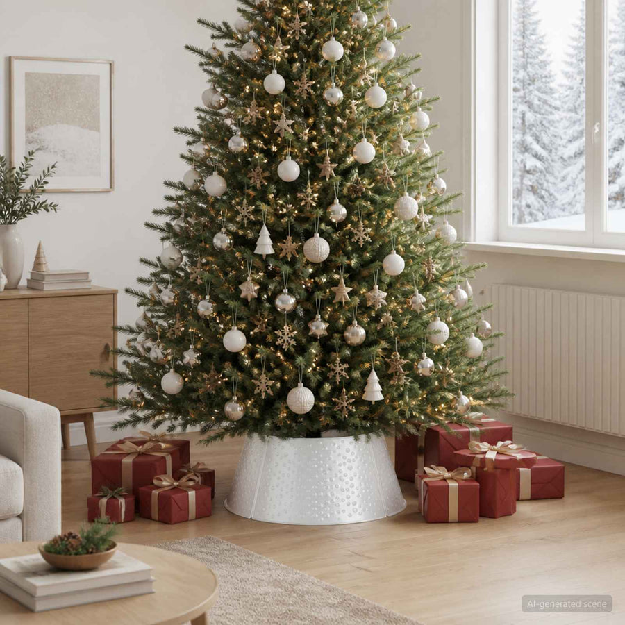 Kerstboomrok Kegelvormig Wit Ø 62 x 25 cm Staal