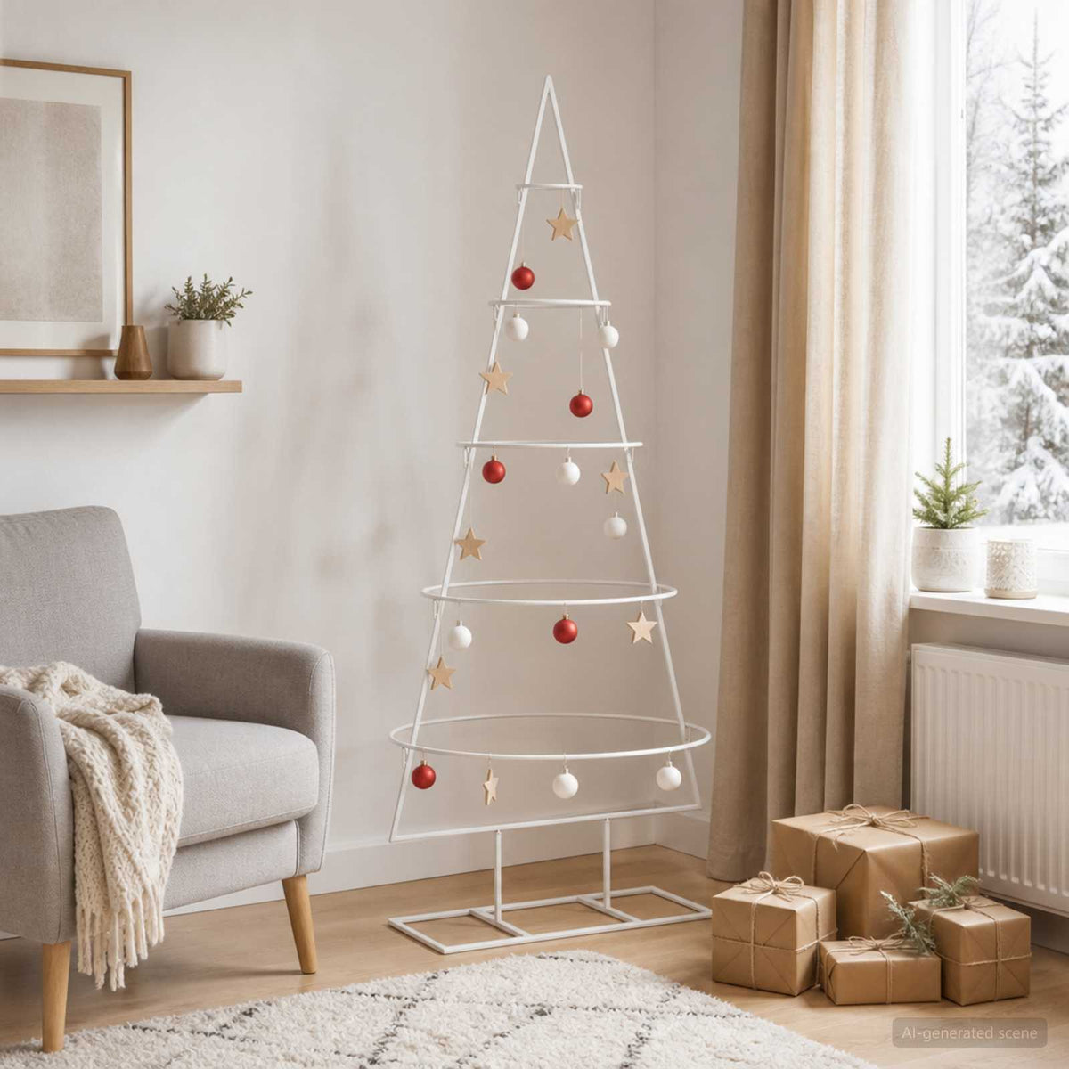 Metalen kerstboom met standaard KUOPIO 125 cm Staal Wit