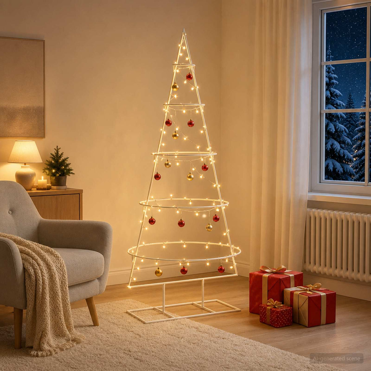Metalen kerstboom met standaard KUOPIO 125 cm Staal Wit