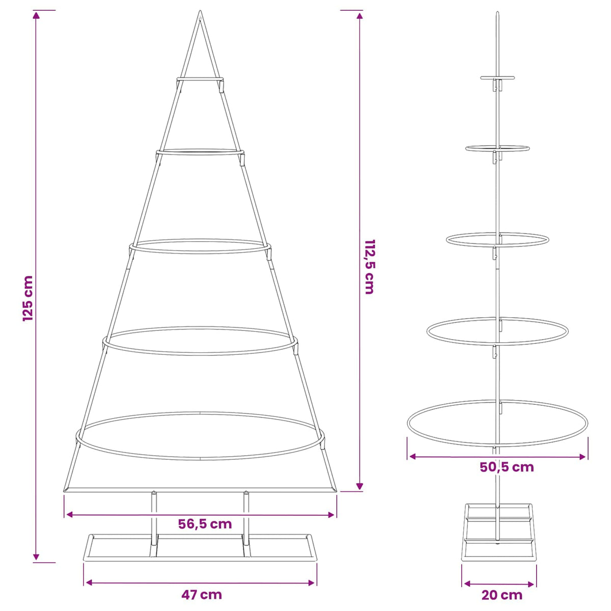 Metalen kerstboom met standaard KUOPIO 125 cm Staal Wit