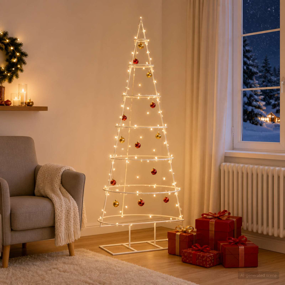 Metalen kerstboom met standaard KUOPIO 150 cm Staal Wit