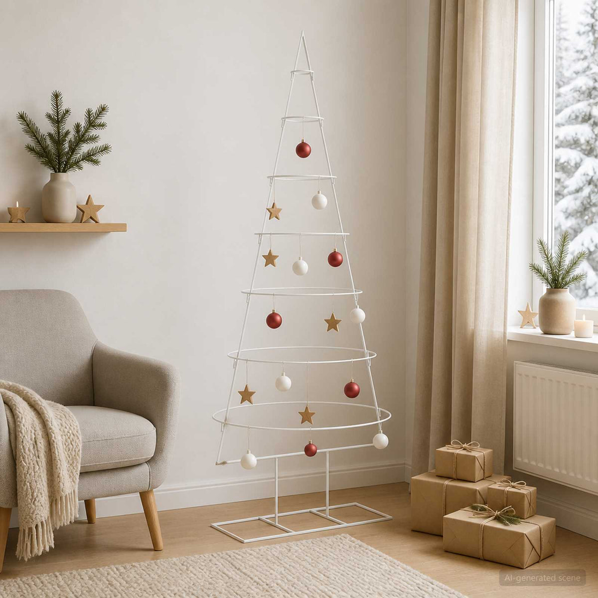 Metalen kerstboom met standaard KUOPIO 180 cm Staal Wit