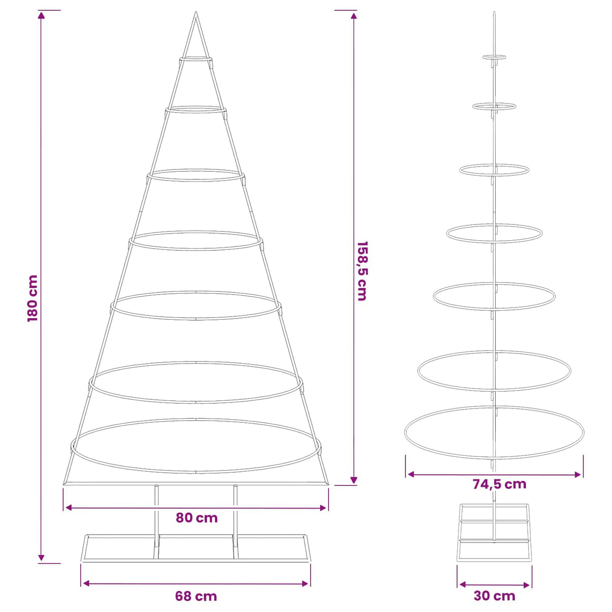 Metalen kerstboom met standaard KUOPIO 180 cm Staal Wit