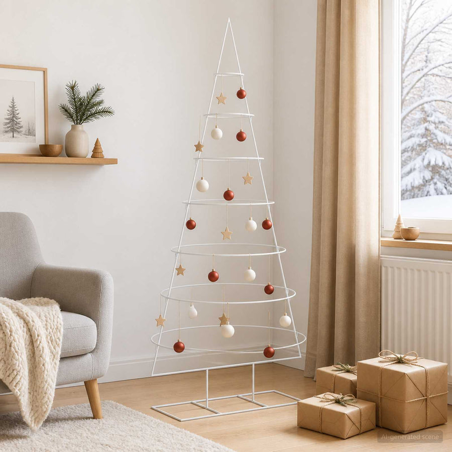 Metalen kerstboom met standaard KUOPIO 210 cm Staal Wit