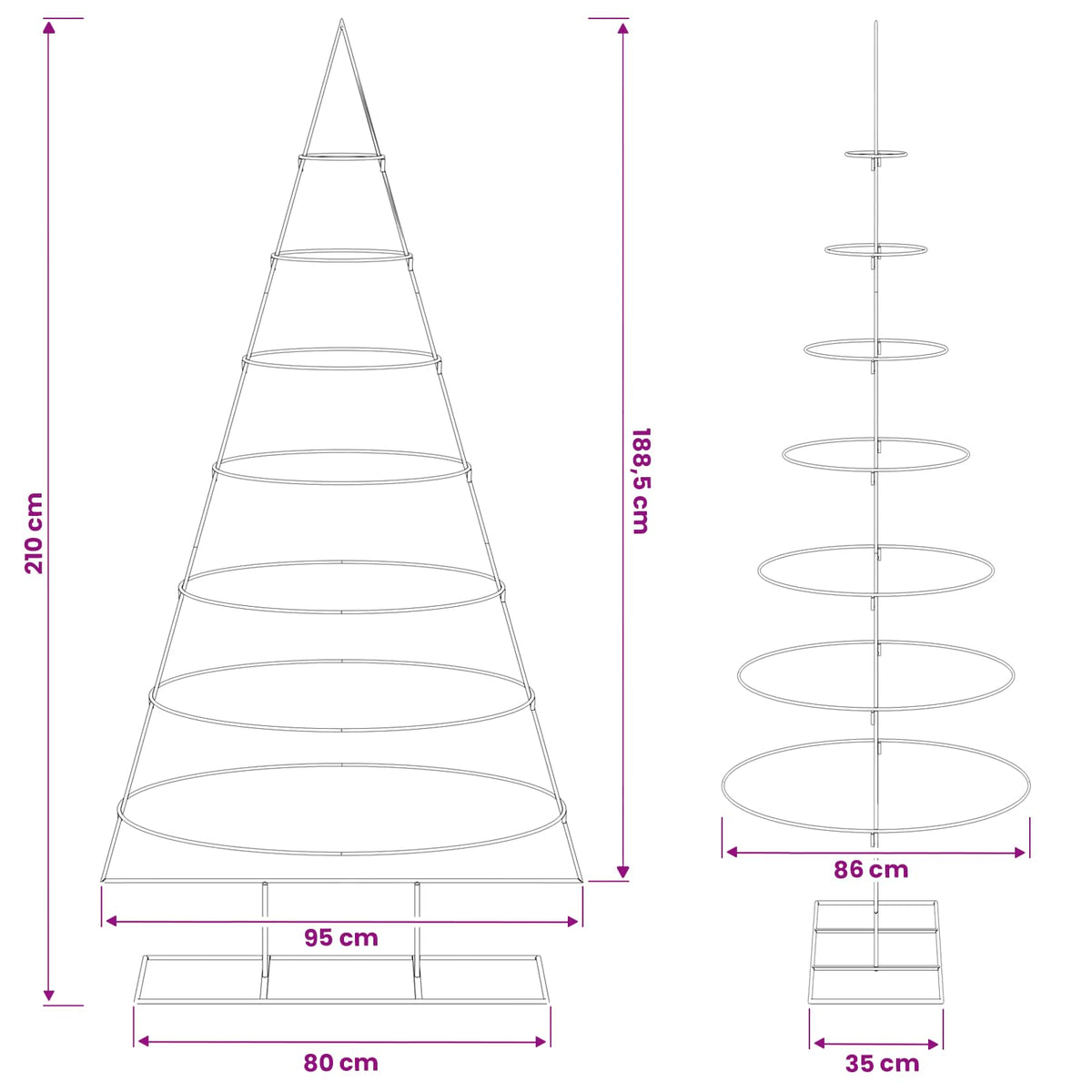 Metalen kerstboom met standaard KUOPIO 210 cm Staal Wit
