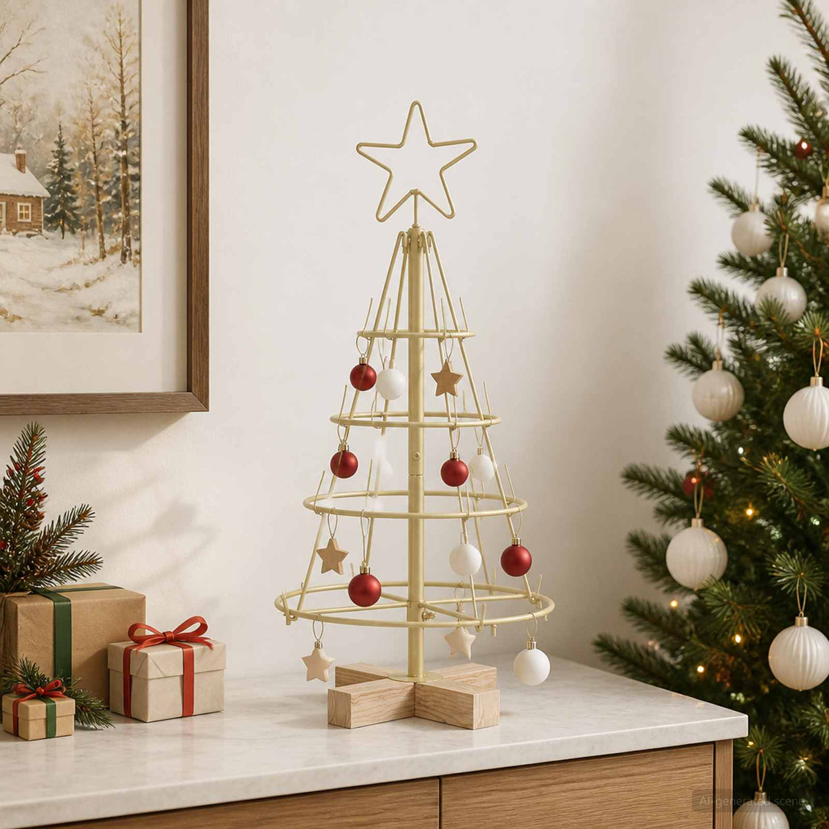 Kerst Cone Boom KUOPIO 60 cm Staal Goud