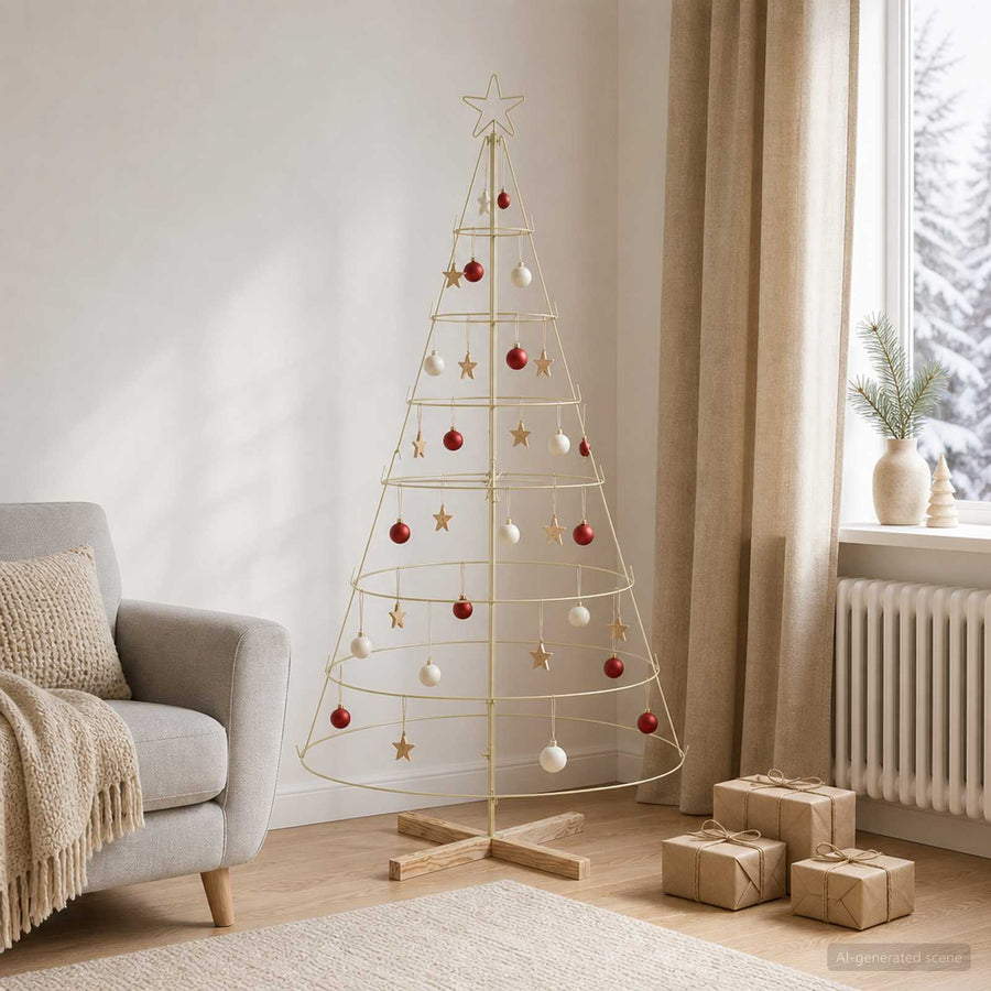 Kerst Cone Boom KUOPIO 180 cm Staal Goud
