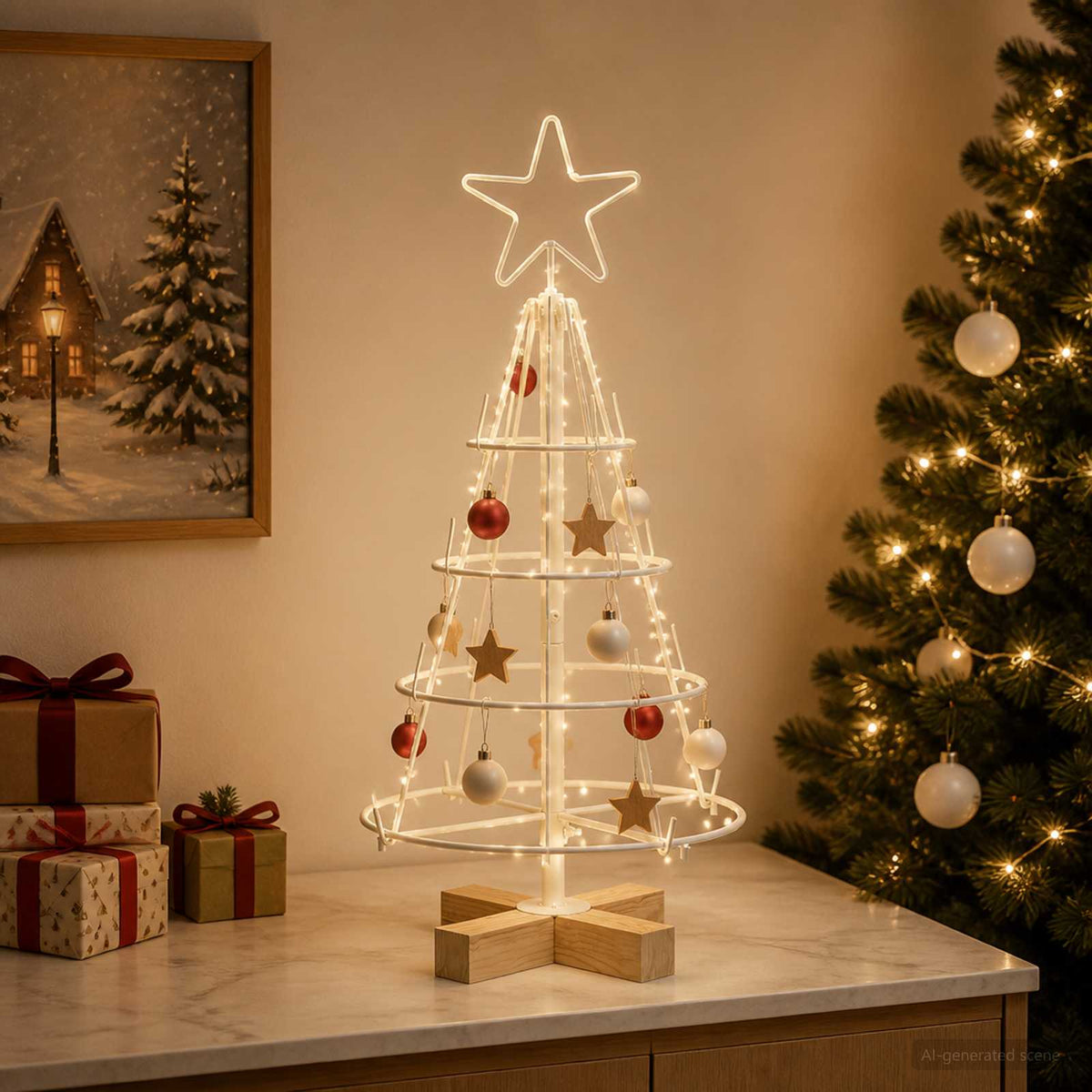 Kerst Cone Boom KUOPIO 60 cm Staal Wit