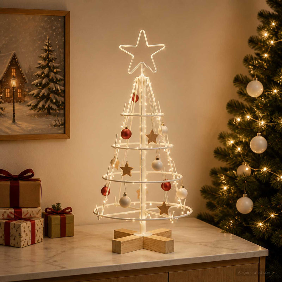 Kerst Cone Boom KUOPIO 60 cm Staal Wit