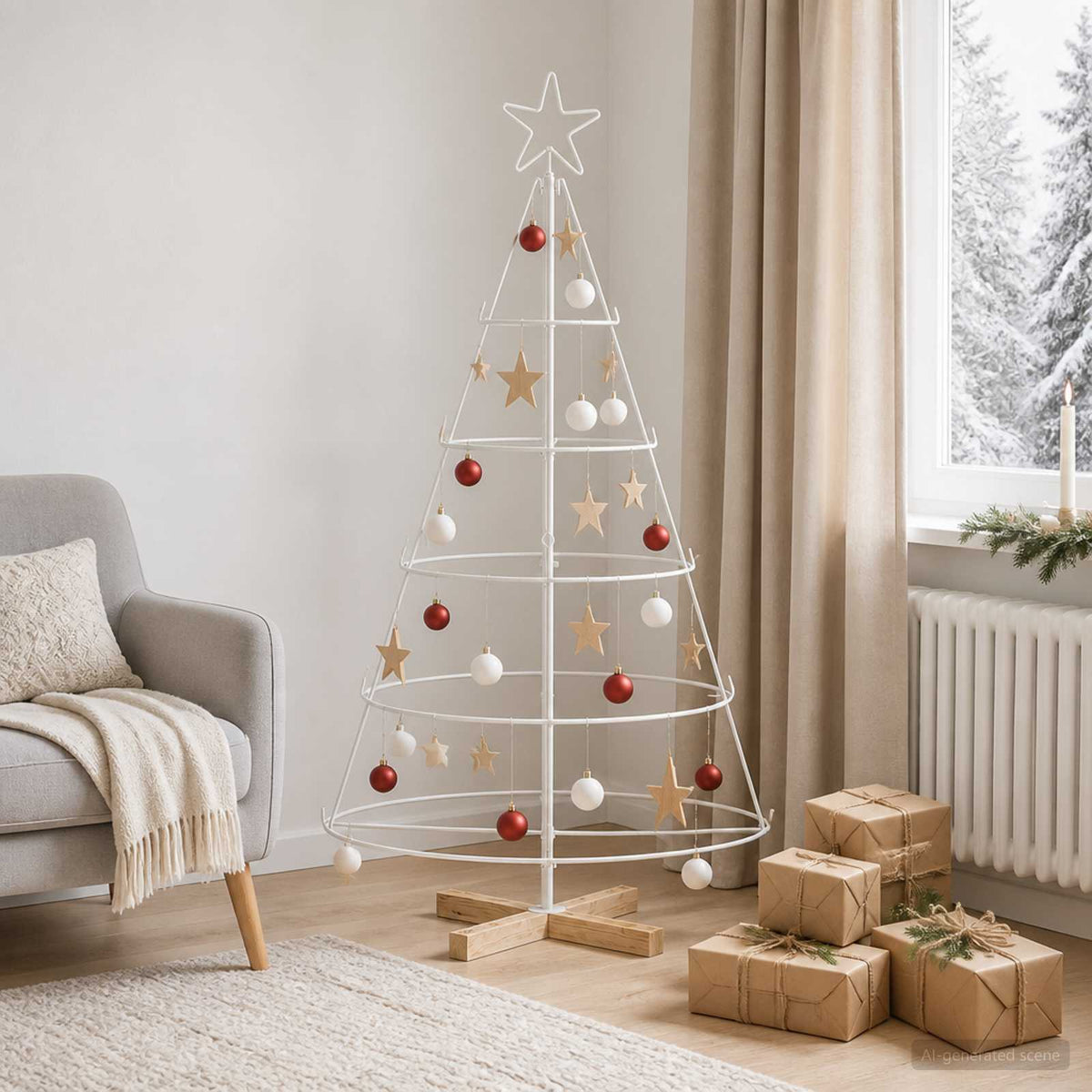 Kerst Cone Boom KUOPIO 125 cm Staal Wit