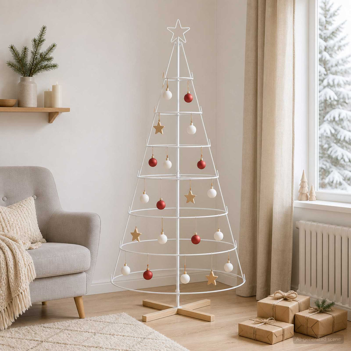Kerst Cone Boom KUOPIO 180 cm Staal Wit