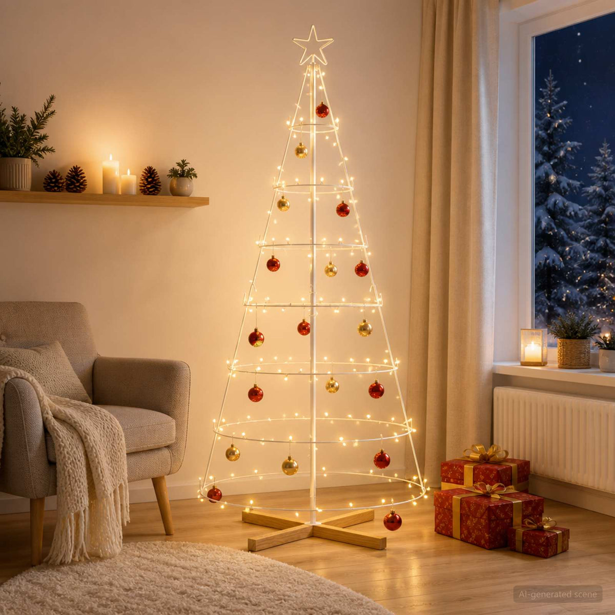 Kerst Cone Boom KUOPIO 180 cm Staal Wit