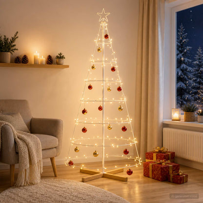 Kerst Cone Boom KUOPIO 180 cm Staal Wit