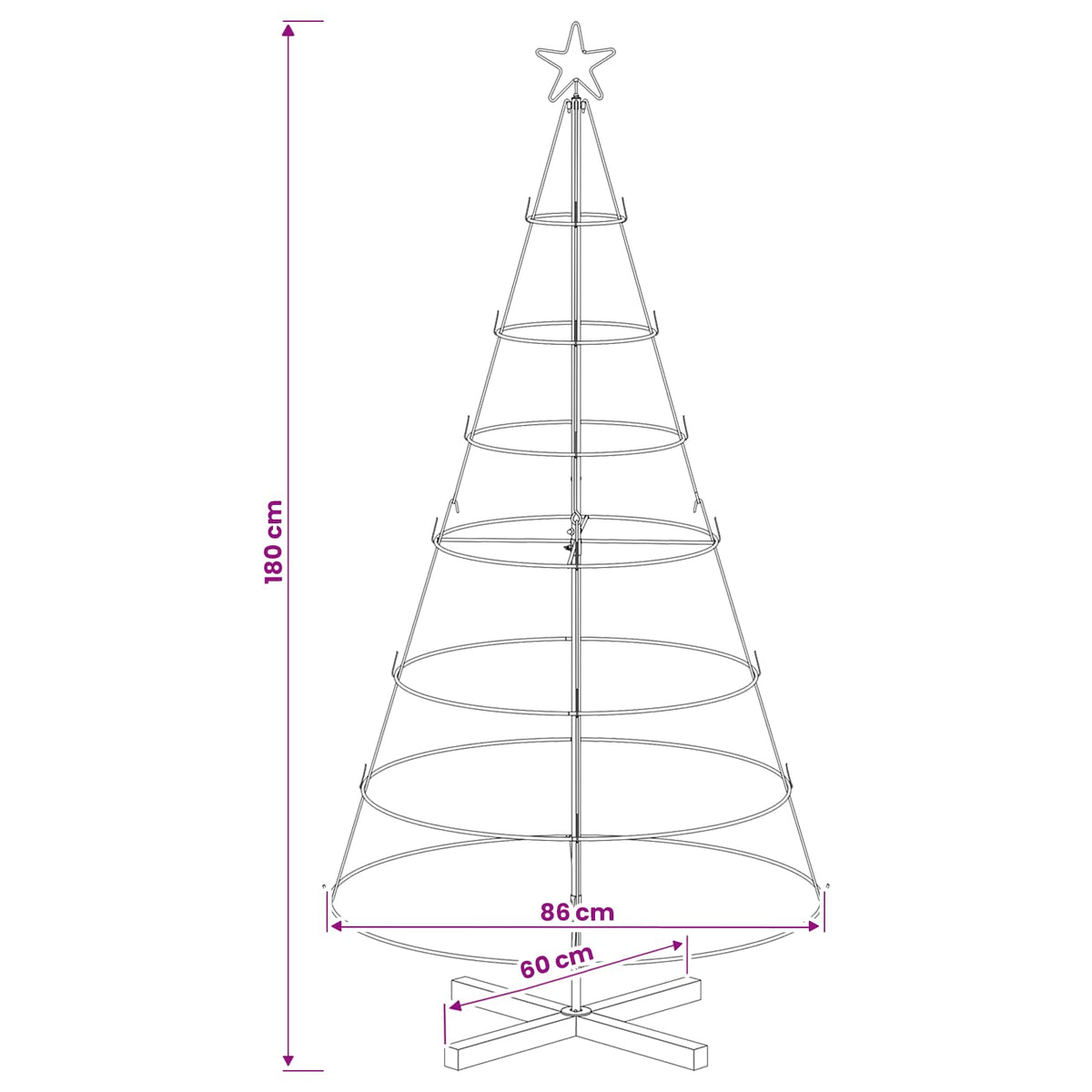 Kerst Cone Boom KUOPIO 180 cm Staal Wit