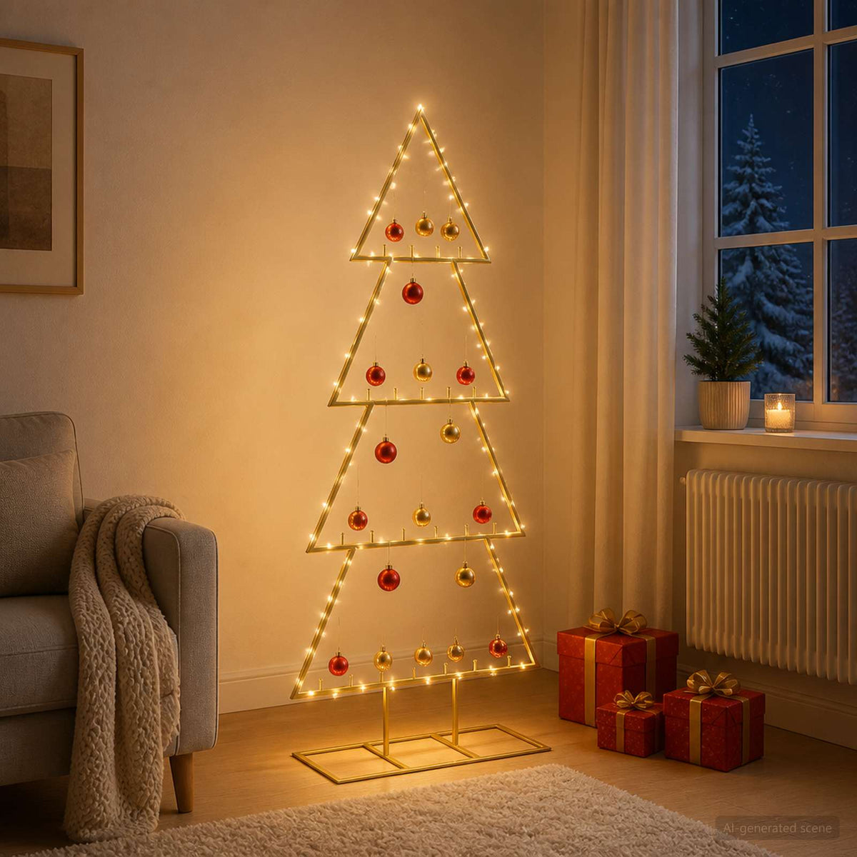 Metalen kerstboom met standaard KUOPIO 125 cm Staal Goud