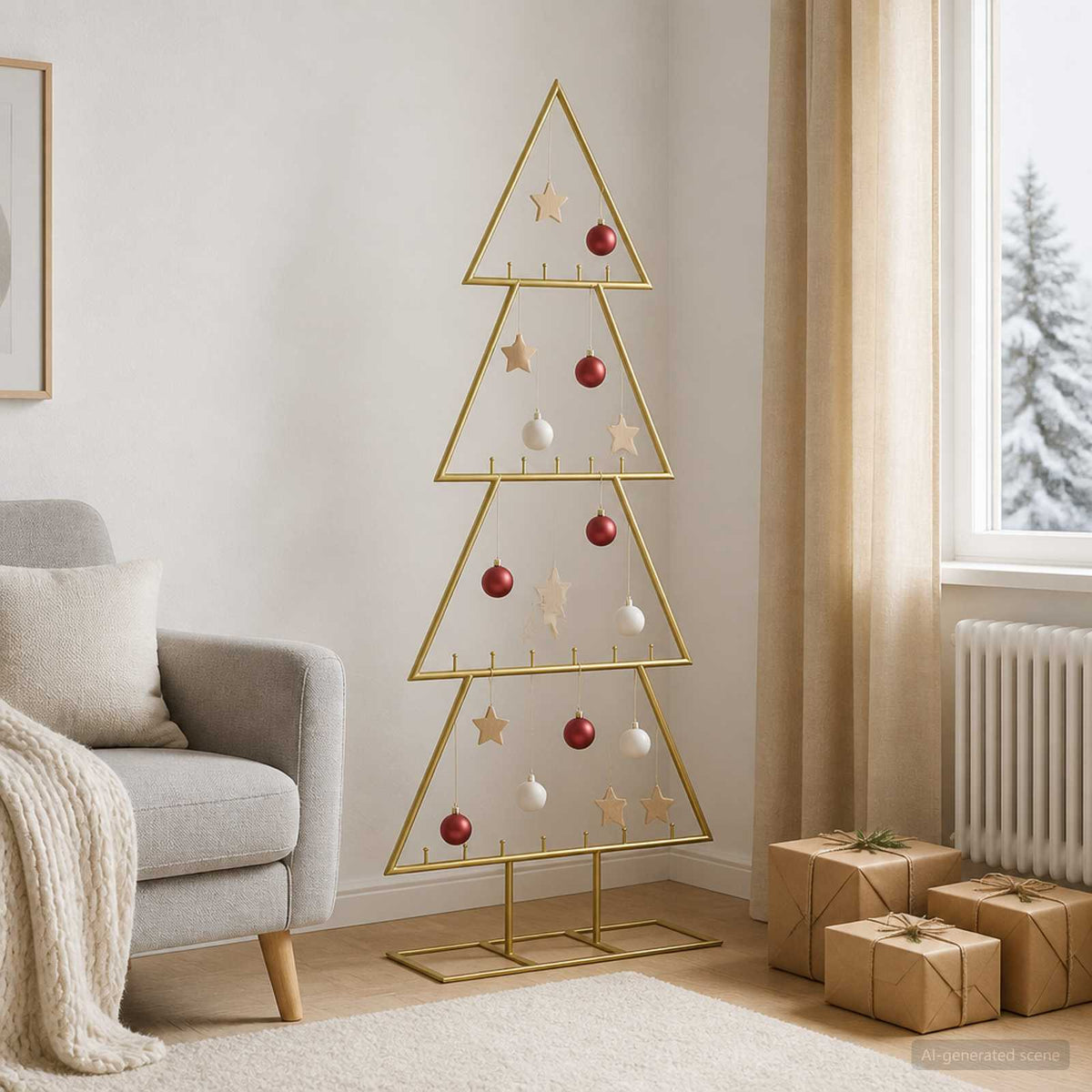 Metalen kerstboom met standaard KUOPIO 125 cm Staal Goud