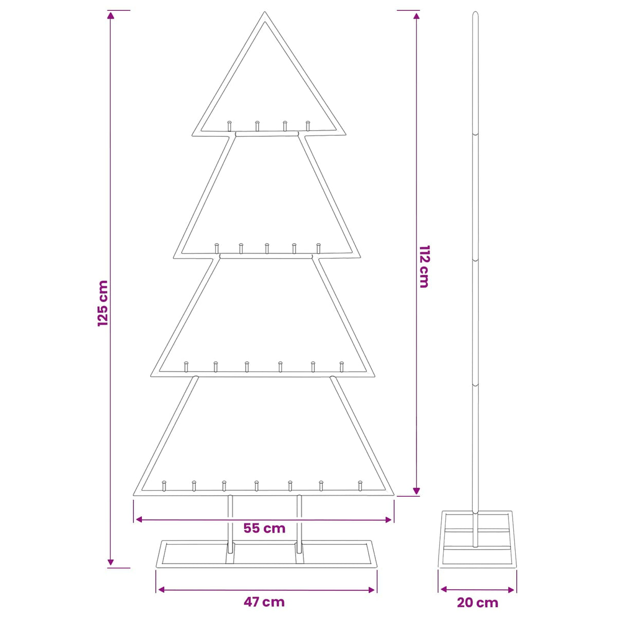 Metalen kerstboom met standaard KUOPIO 125 cm Staal Goud