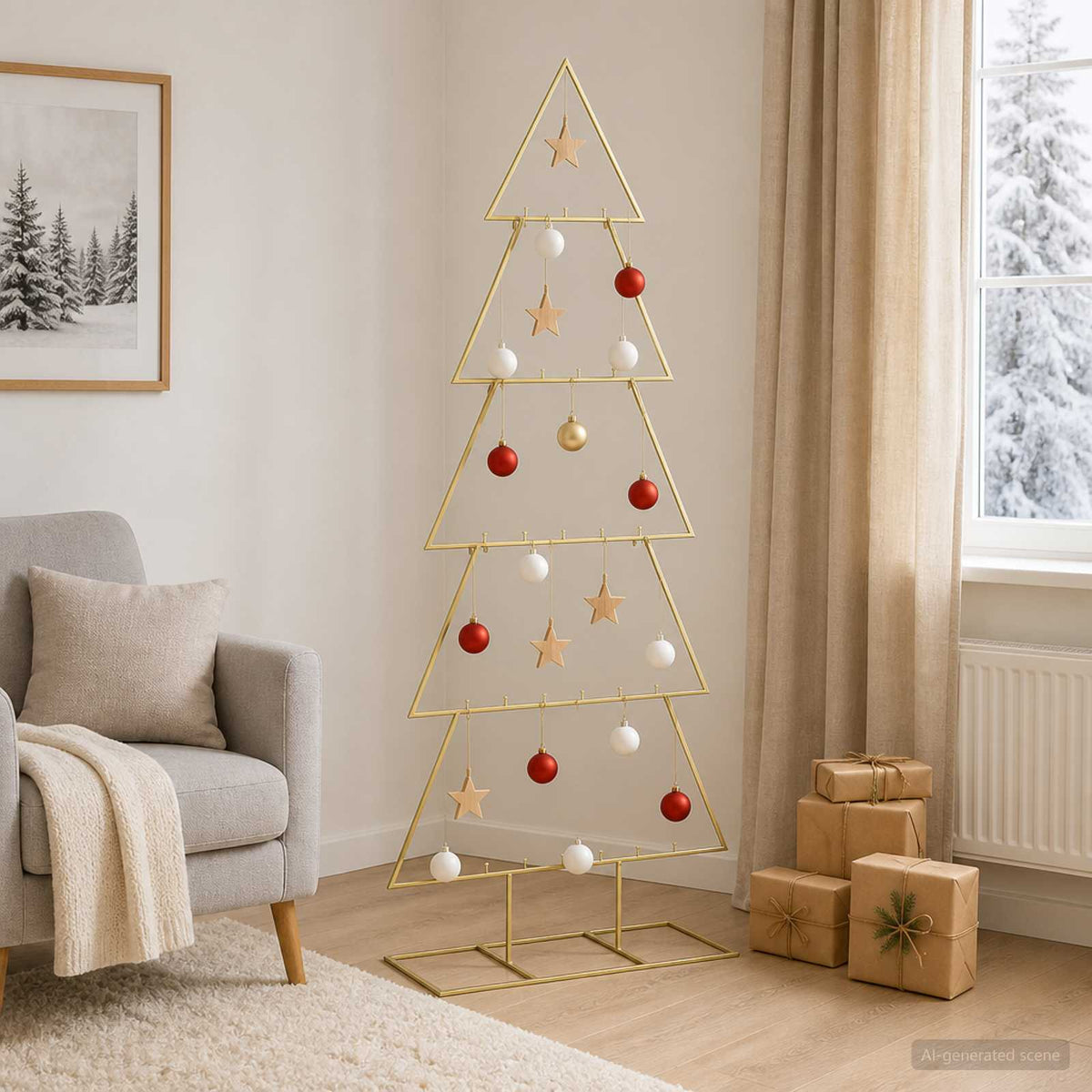 Metalen kerstboom met standaard KUOPIO 150 cm Staal Goud