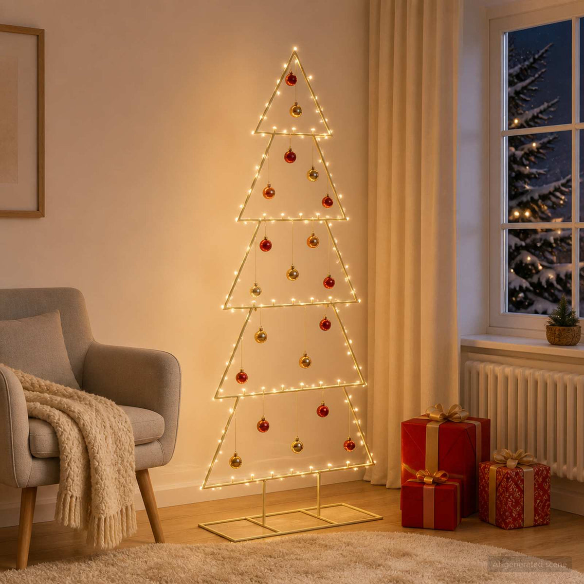 Metalen kerstboom met standaard KUOPIO 150 cm Staal Goud
