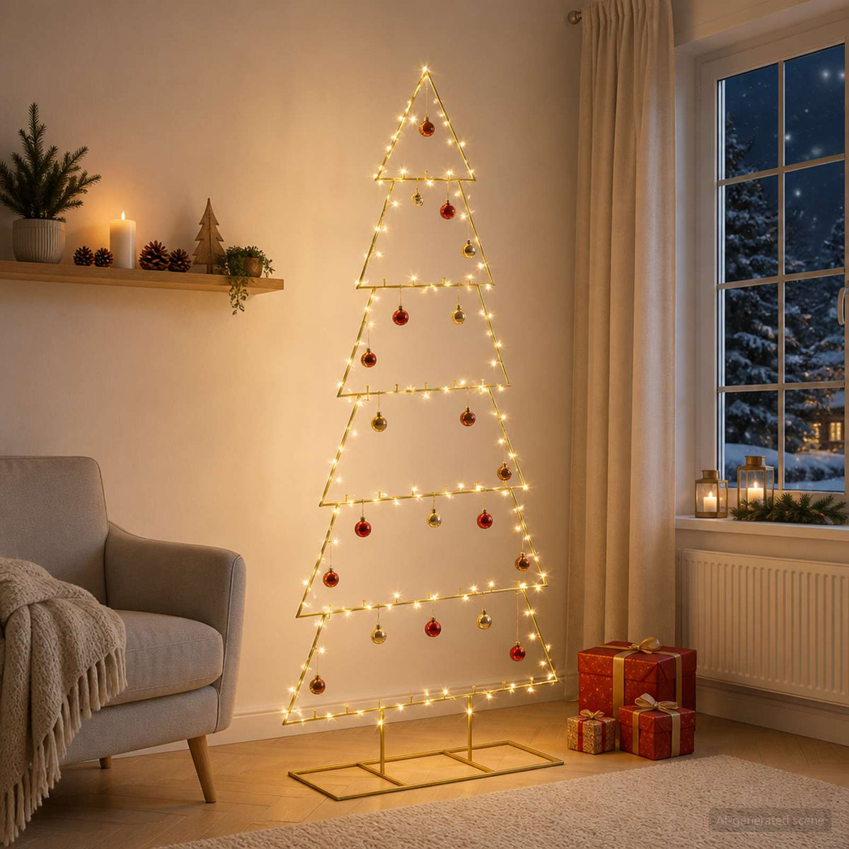 Metalen kerstboom met standaard KUOPIO 180 cm Staal Goud