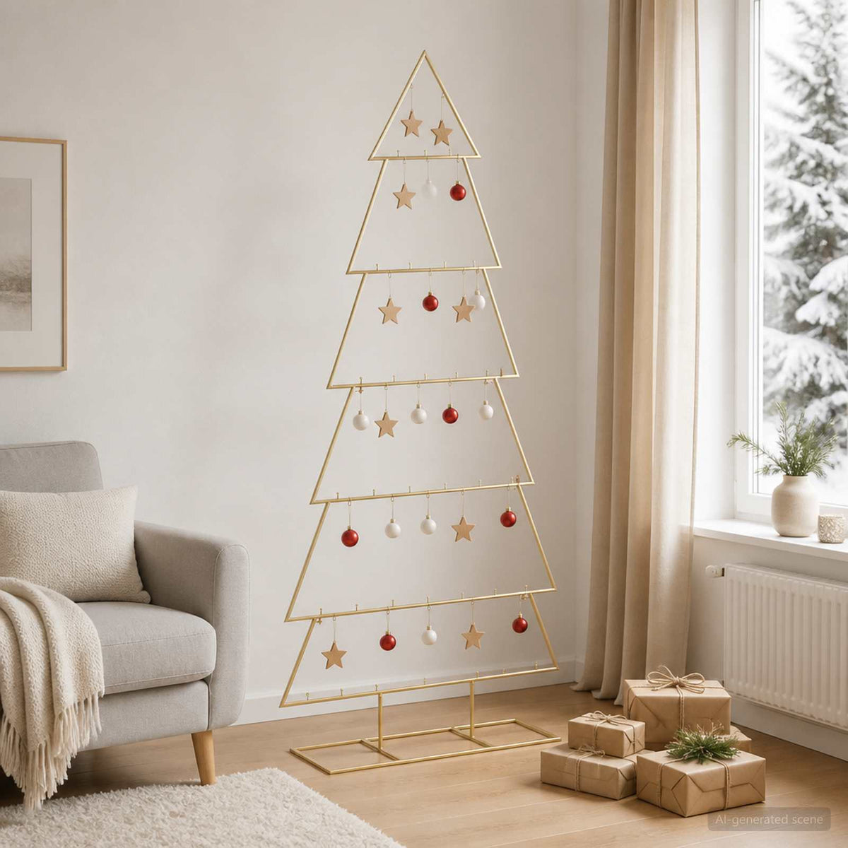 Metalen kerstboom met standaard KUOPIO 180 cm Staal Goud