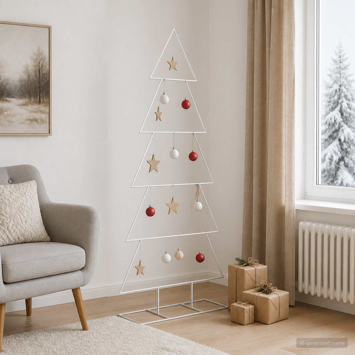 Metalen kerstboom met standaard KUOPIO 150 cm Staal Wit