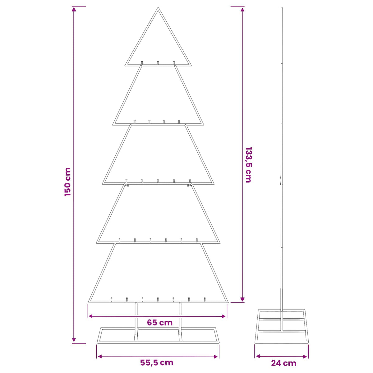 Metalen kerstboom met standaard KUOPIO 150 cm Staal Wit