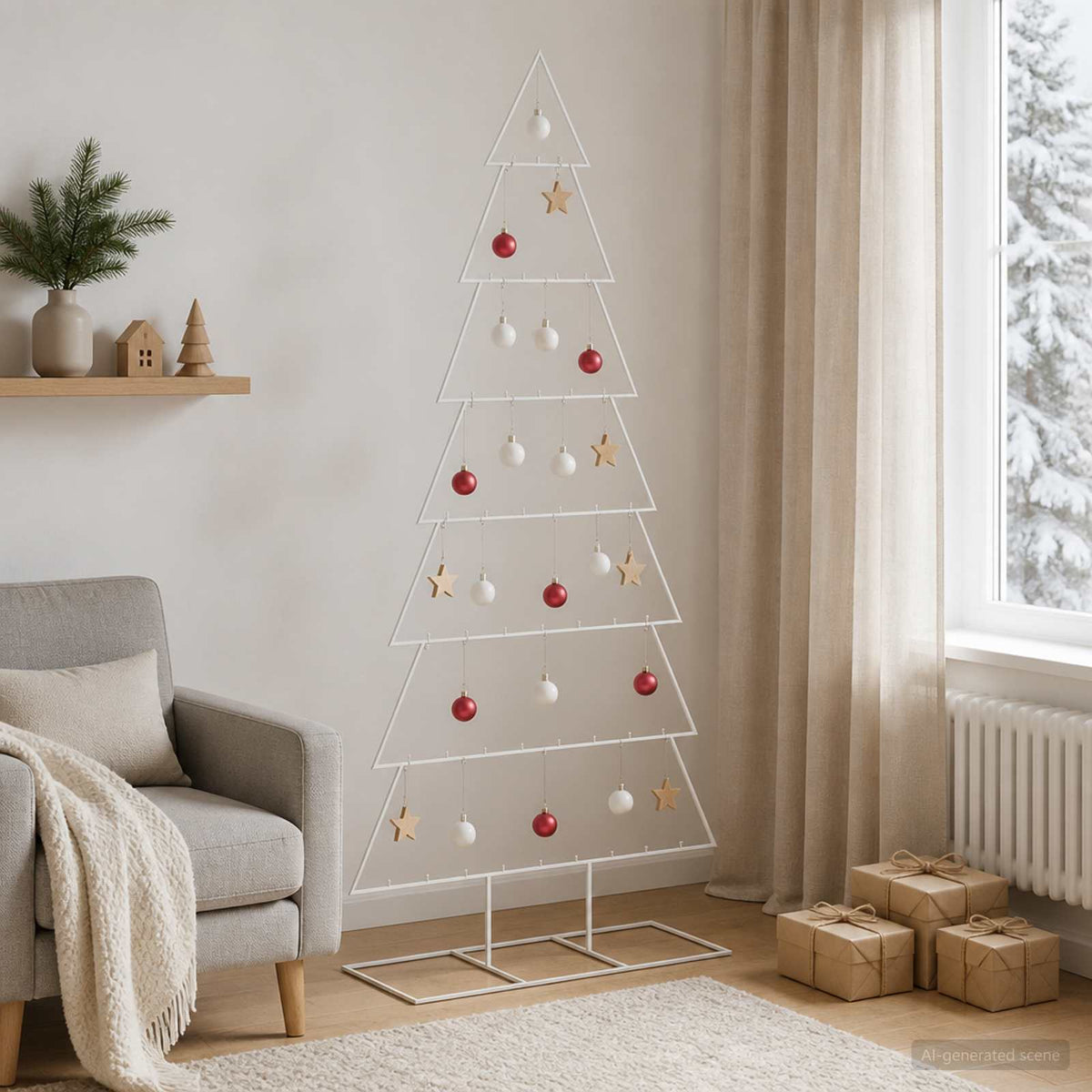 Metalen kerstboom met standaard KUOPIO 210 cm Staal Wit