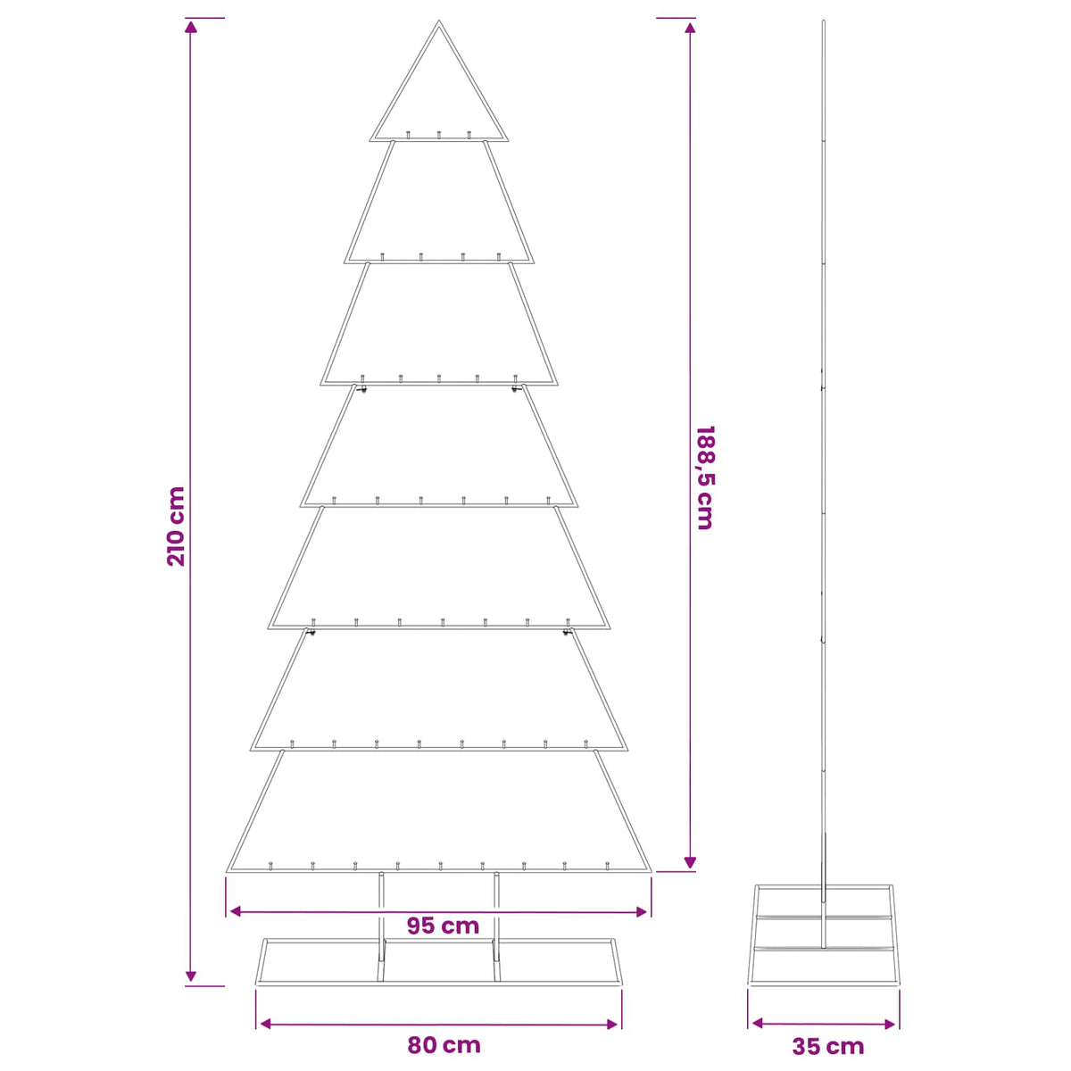 Metalen kerstboom met standaard KUOPIO 210 cm Staal Wit