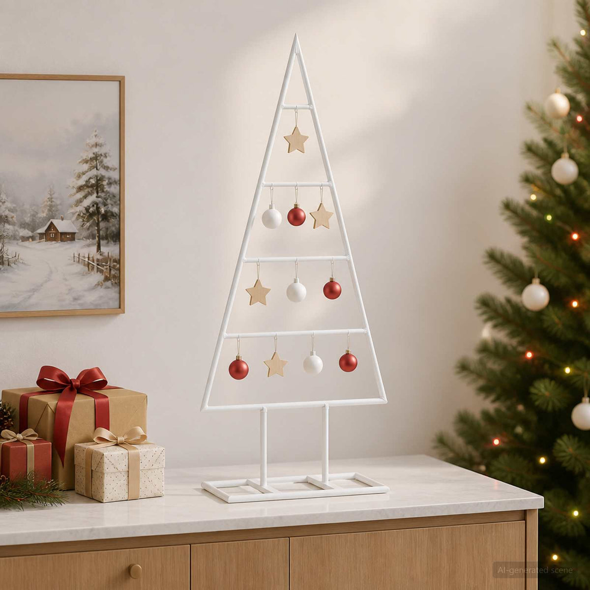 Metalen kerstboom KUOPIO 60 cm Poedergecoat staal Wit