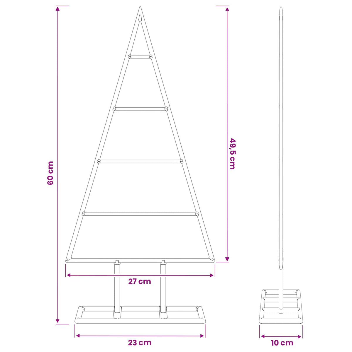 Metalen kerstboom KUOPIO 60 cm Poedergecoat staal Wit