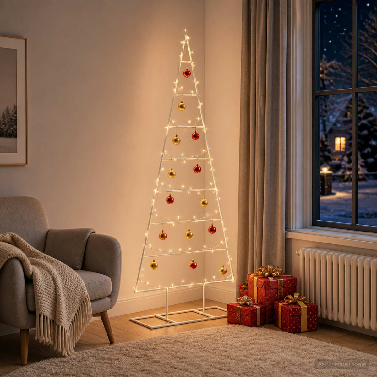 Metalen kerstboom KUOPIO 125 cm Poedergecoat staal Wit