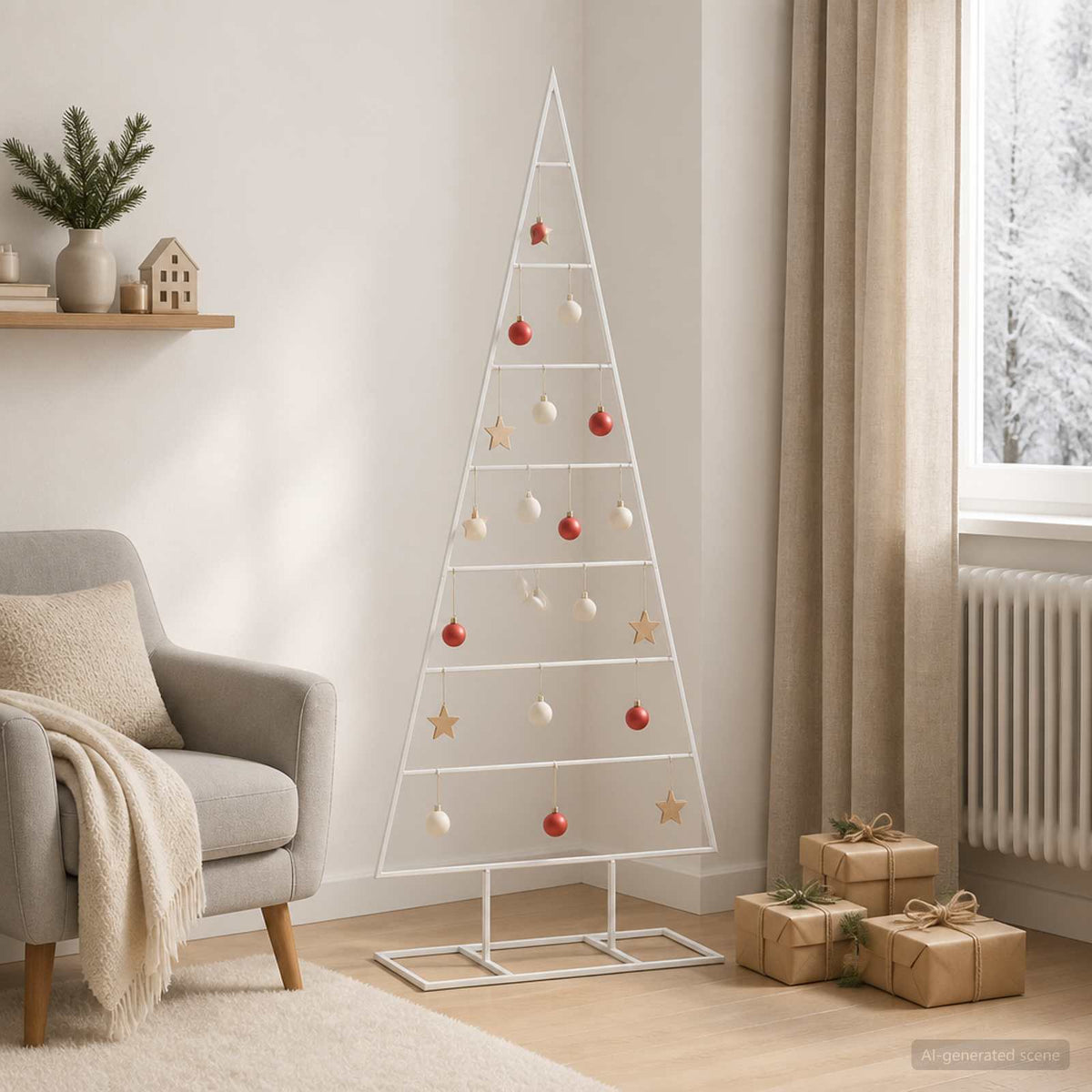 Metalen kerstboom KUOPIO 125 cm Poedergecoat staal Wit