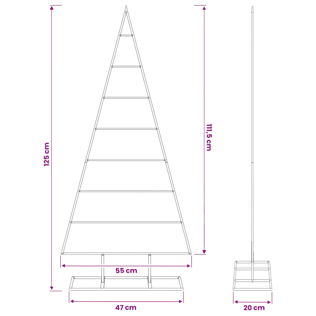 Metalen kerstboom KUOPIO 125 cm Poedergecoat staal Wit