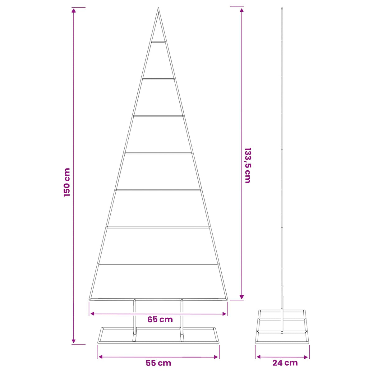 Metalen kerstboom KUOPIO 150 cm Poedergecoat staal Wit