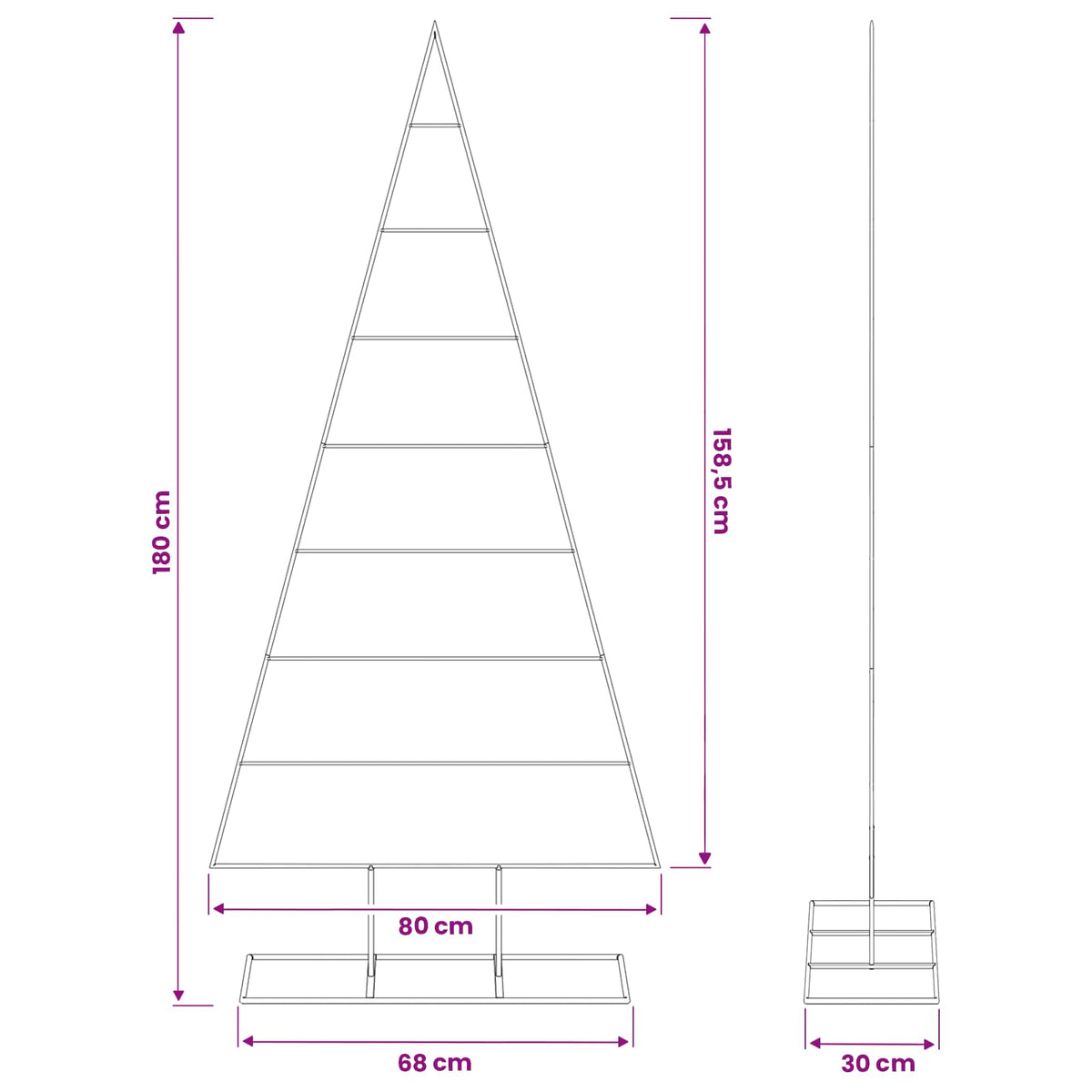 Metalen kerstboom KUOPIO 180 cm Poedergecoat staal Wit