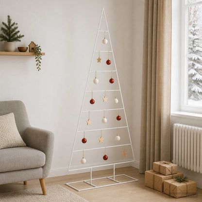 Metalen kerstboom KUOPIO 210 cm Poedergecoat staal Wit