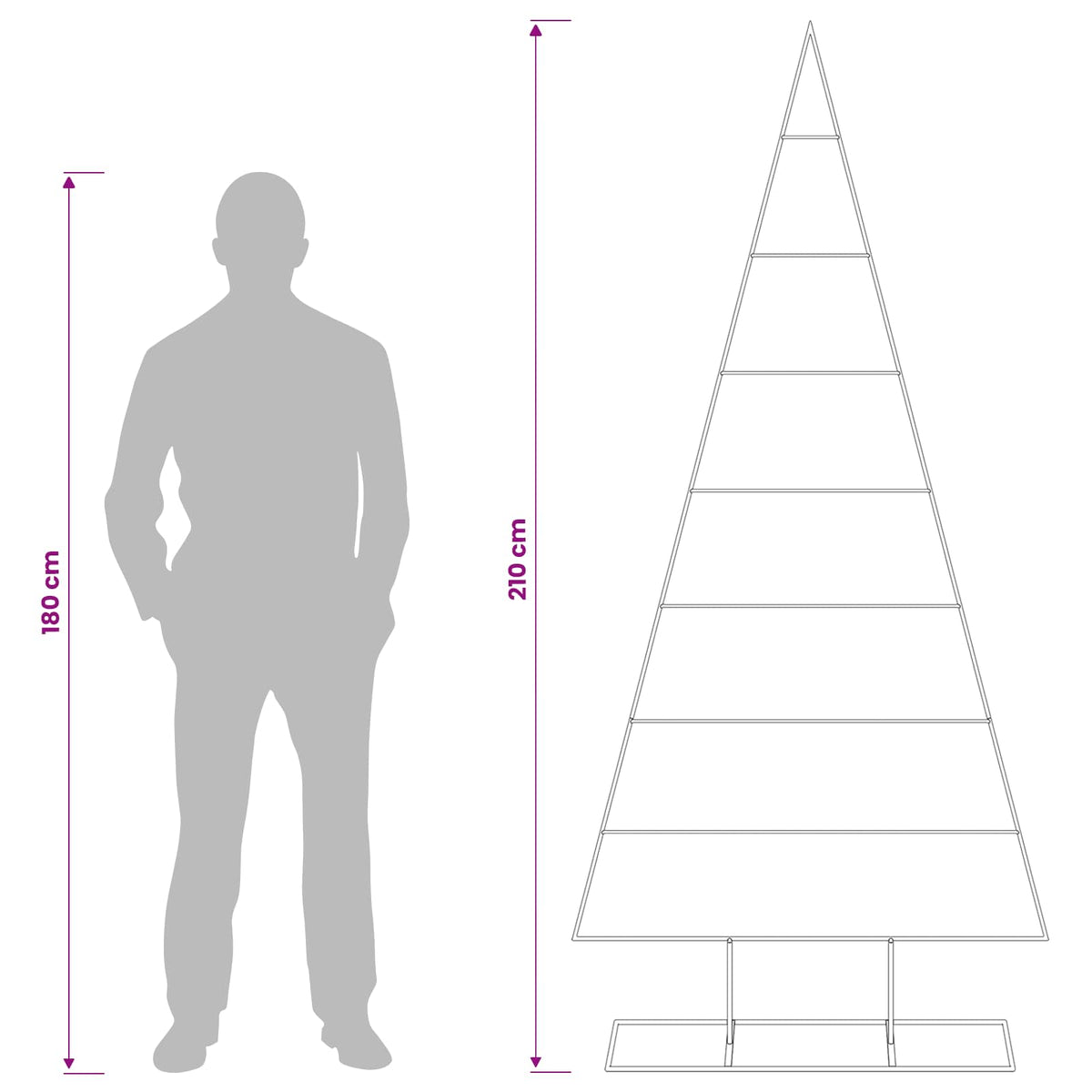 Metalen kerstboom KUOPIO 210 cm Poedergecoat staal Wit