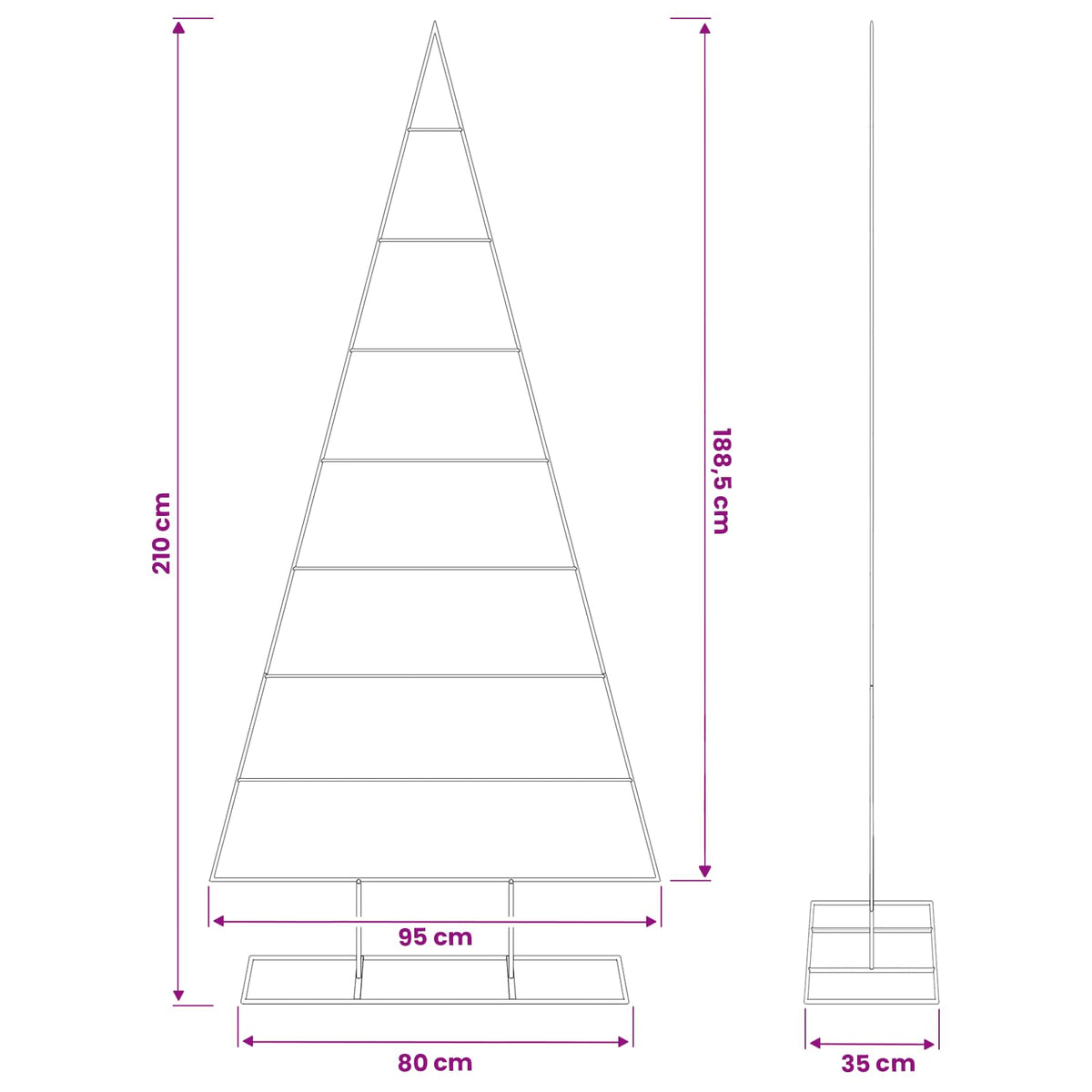 Metalen kerstboom KUOPIO 210 cm Poedergecoat staal Wit