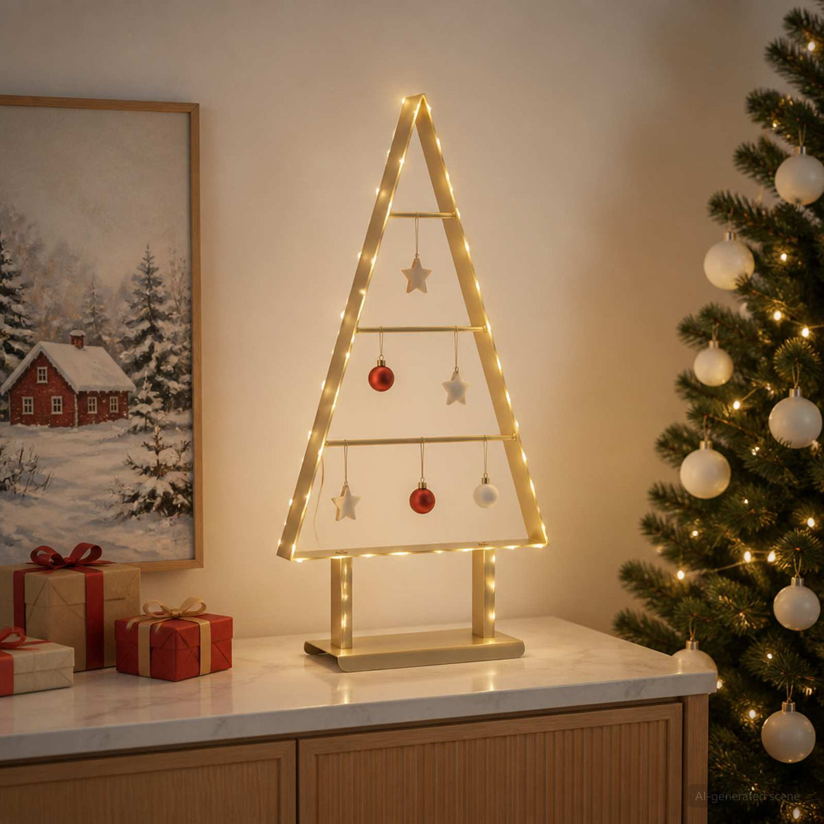 Metalen kerstboom KUOPIO 60 cm Staal Goud