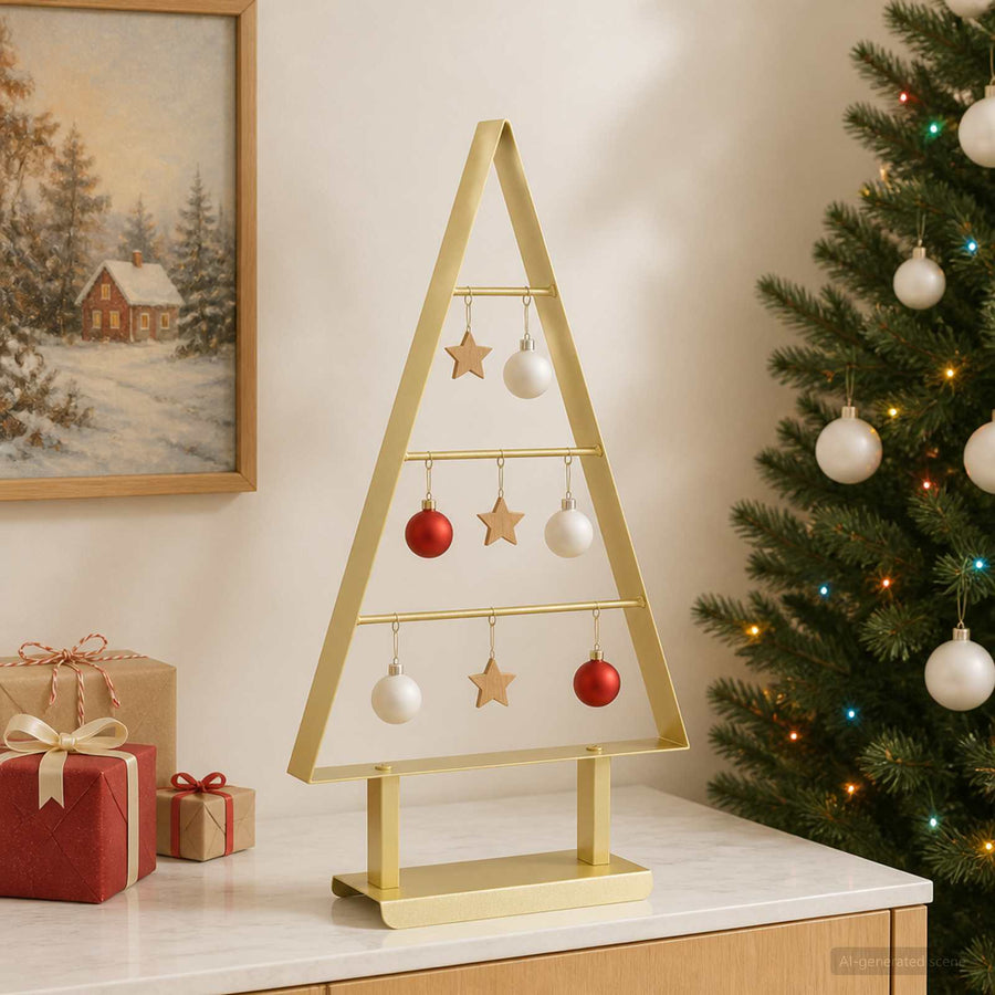 Metalen kerstboom KUOPIO 60 cm Staal Goud