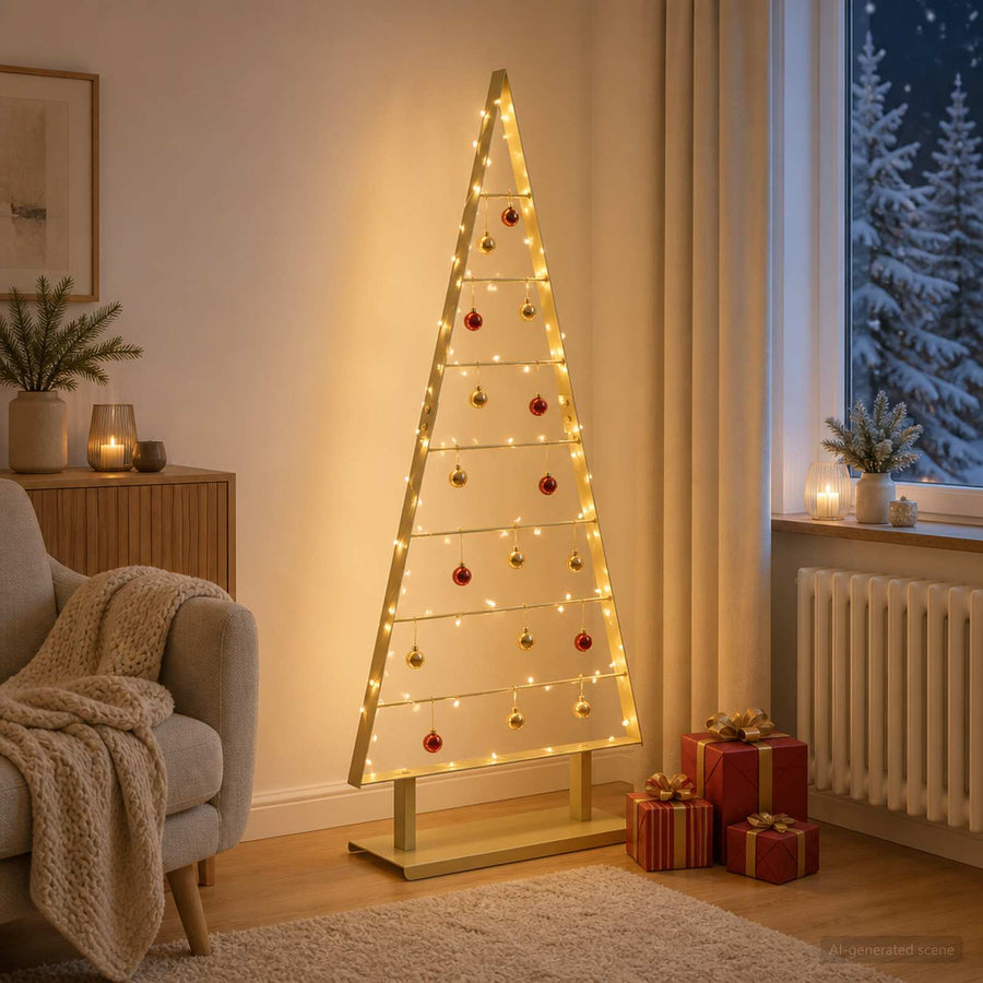 Metalen kerstboom KUOPIO 125 cm Staal Goud