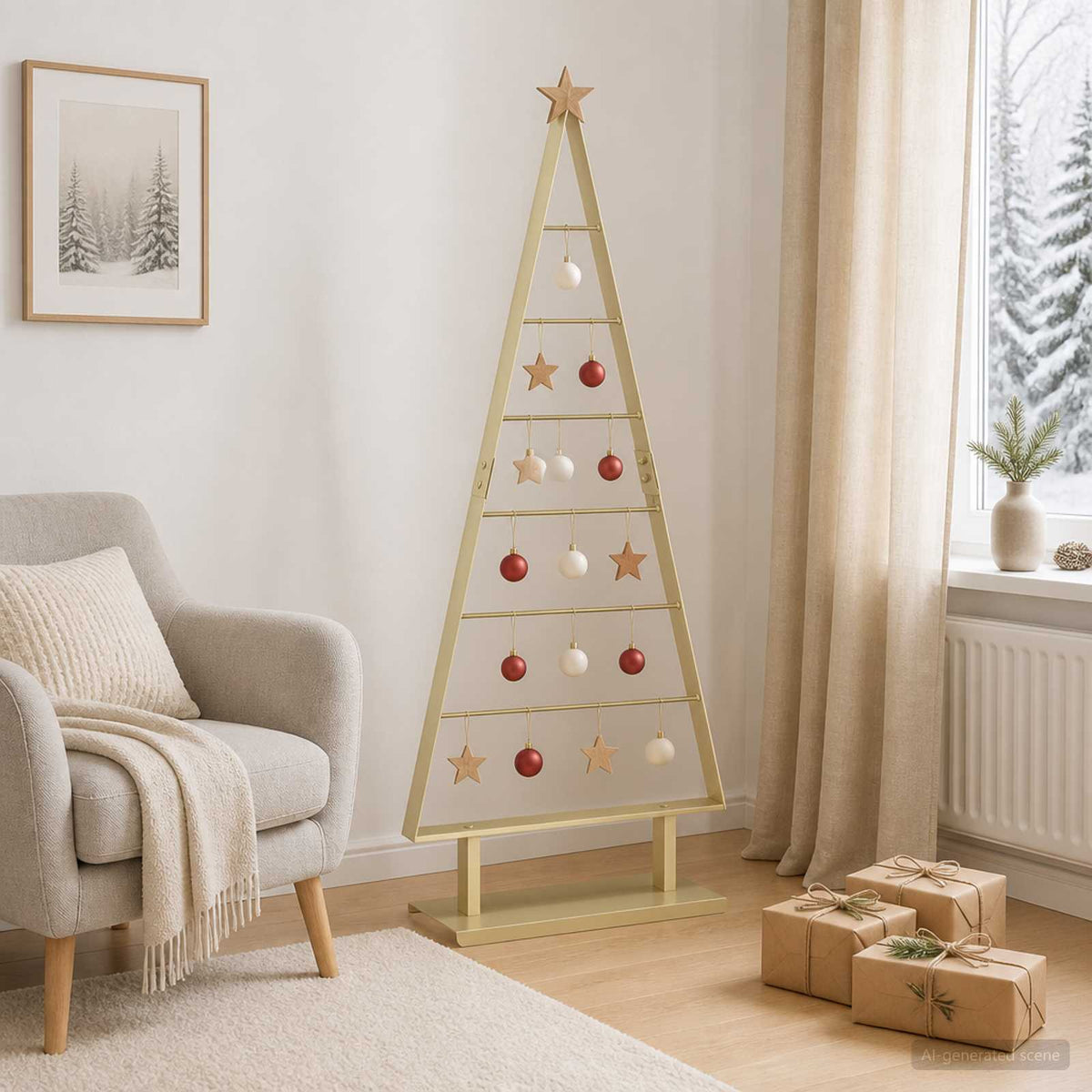 Metalen kerstboom KUOPIO 125 cm Staal Goud